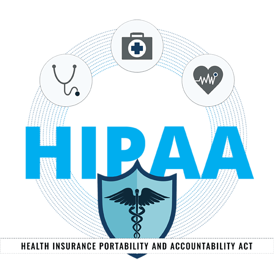 Compliance GPS - HIPAA Graphic With Medical Shield and Hospital Icons